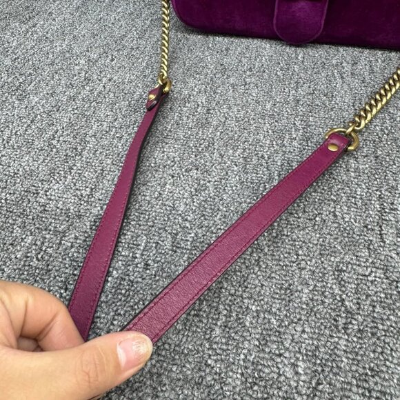 GUCCI GG Marmont Flap Purple Velvet Shoulder Bag 699-030625 - Picture 16 of 16